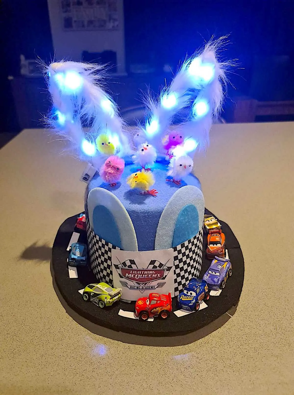 Glow in the dark bunny ears hot wheels easter hat