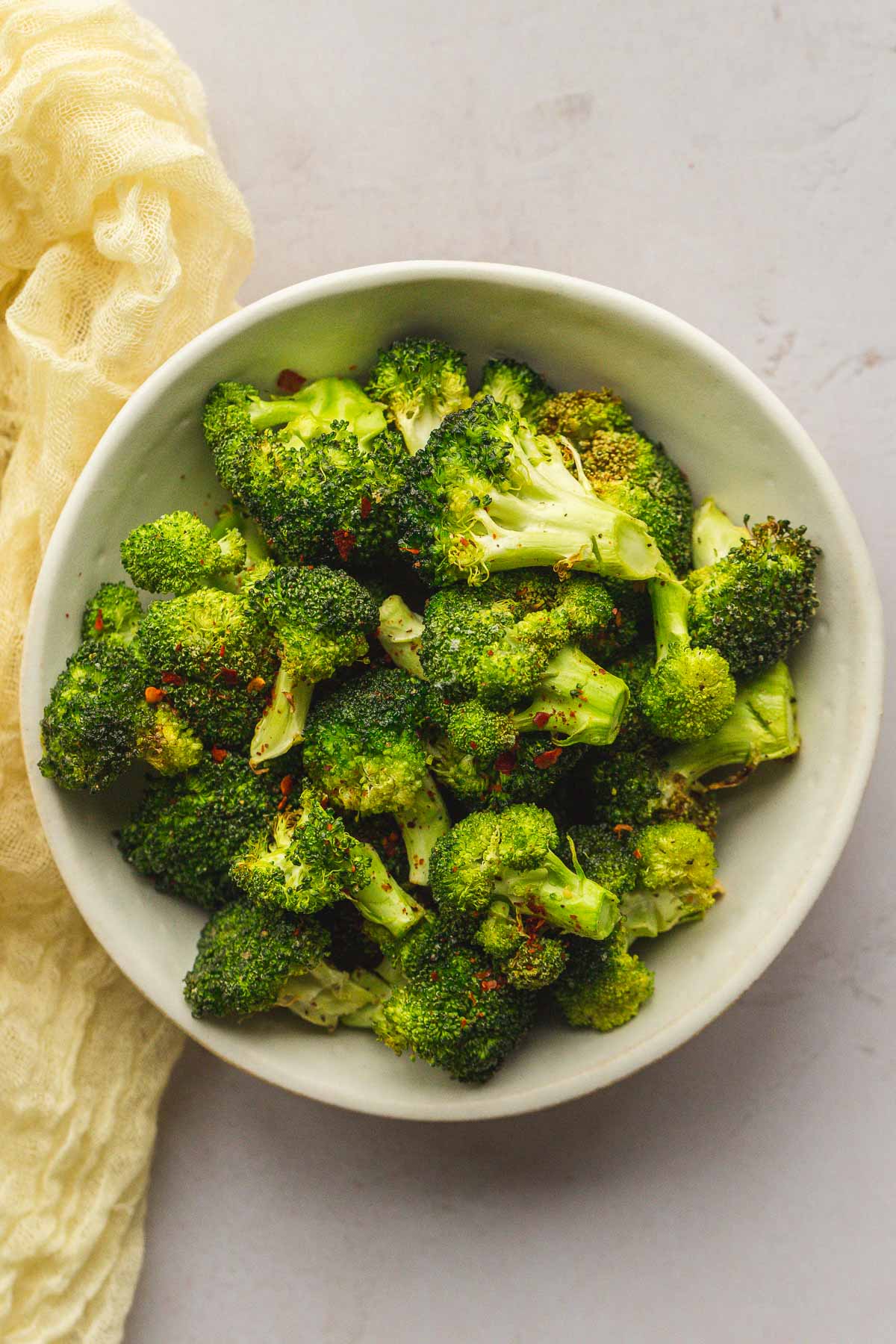 Roasted broccoli in a bowl