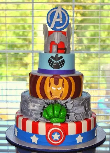 5 tier avengers birthday cake