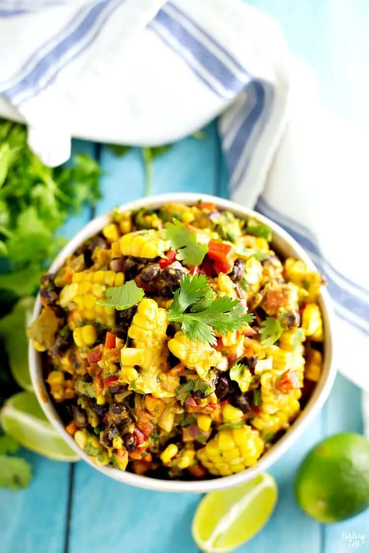 Black bean corn salad in a bowl