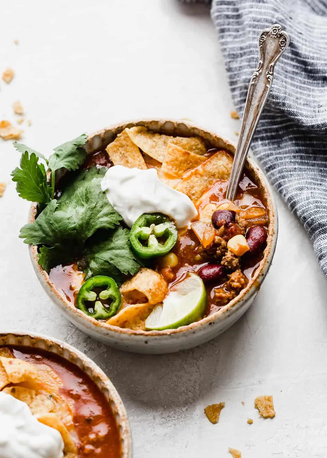 Taco soup in bowls