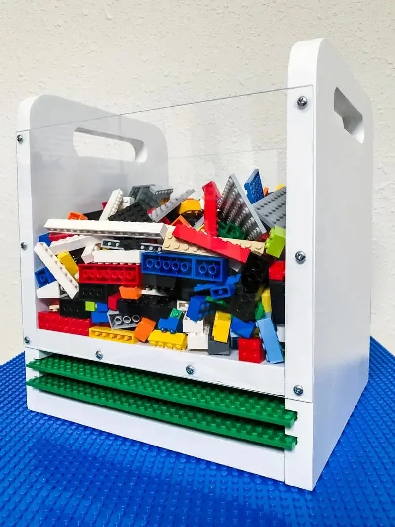 Lego storage tub with base plate storage