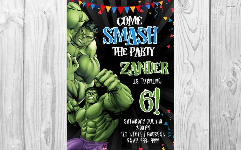 Super hero-Incredible Hulk pop-up birthday party invitation-set of 8