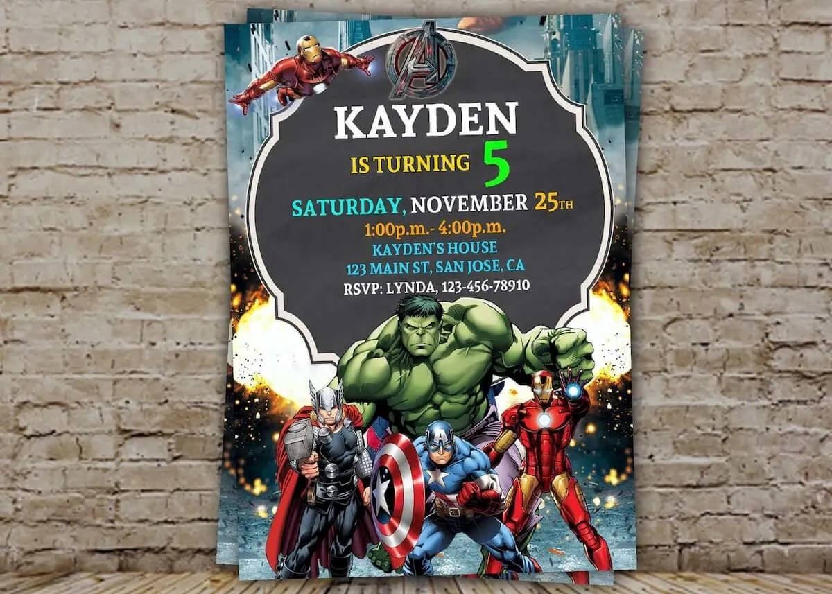 Marvel party invitation