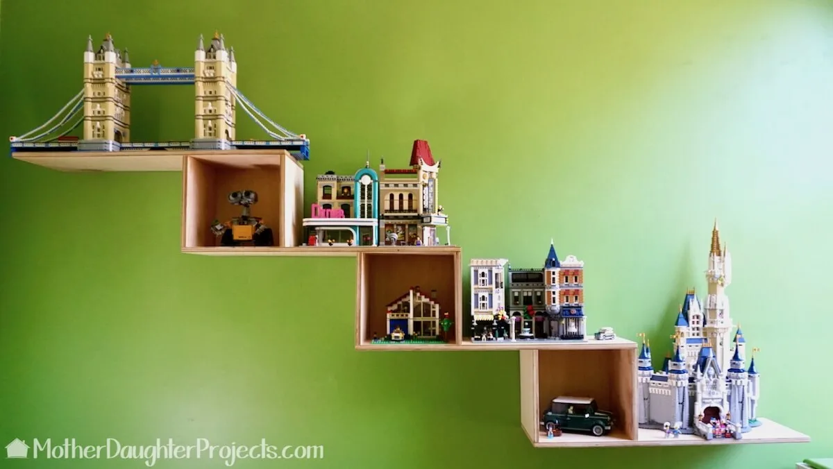Lego plywood shelf unit