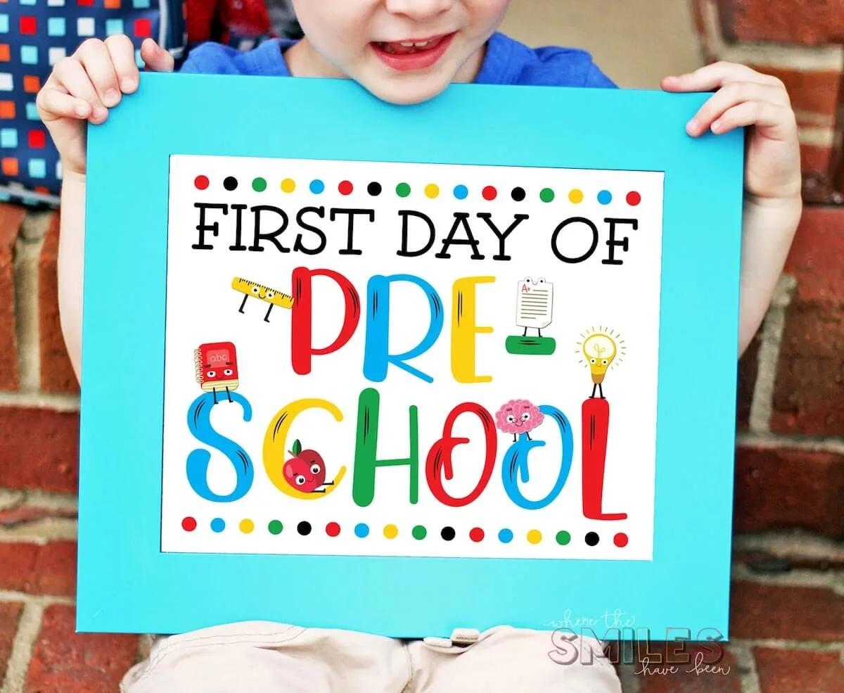 Colourful first day of school sign