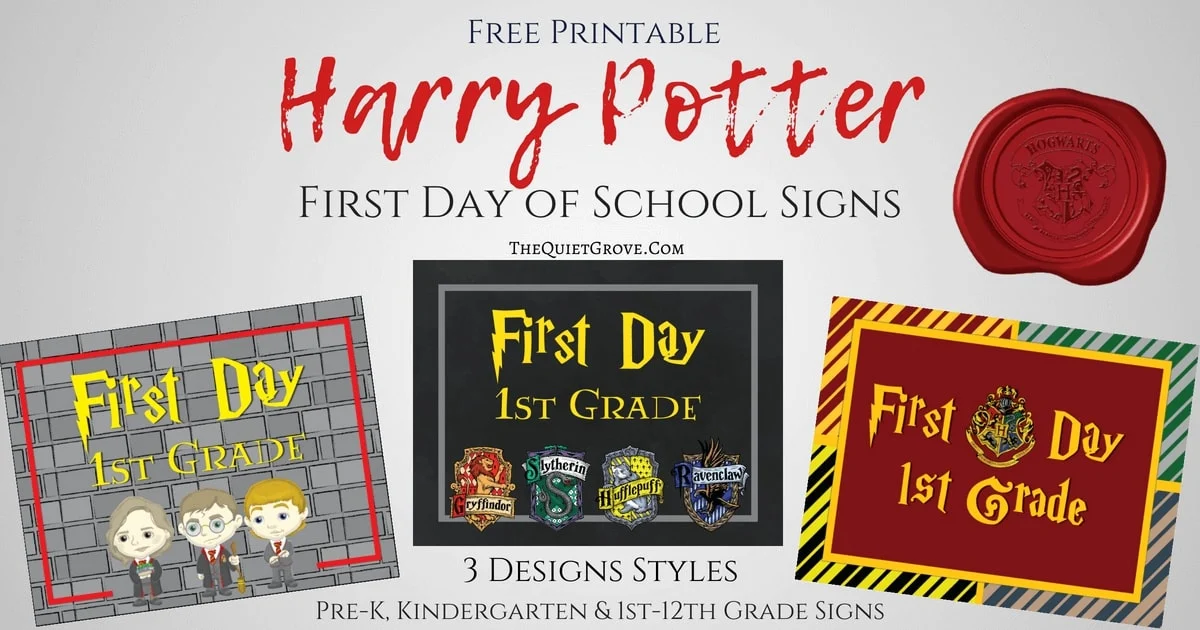 Harry potter first day of school printables