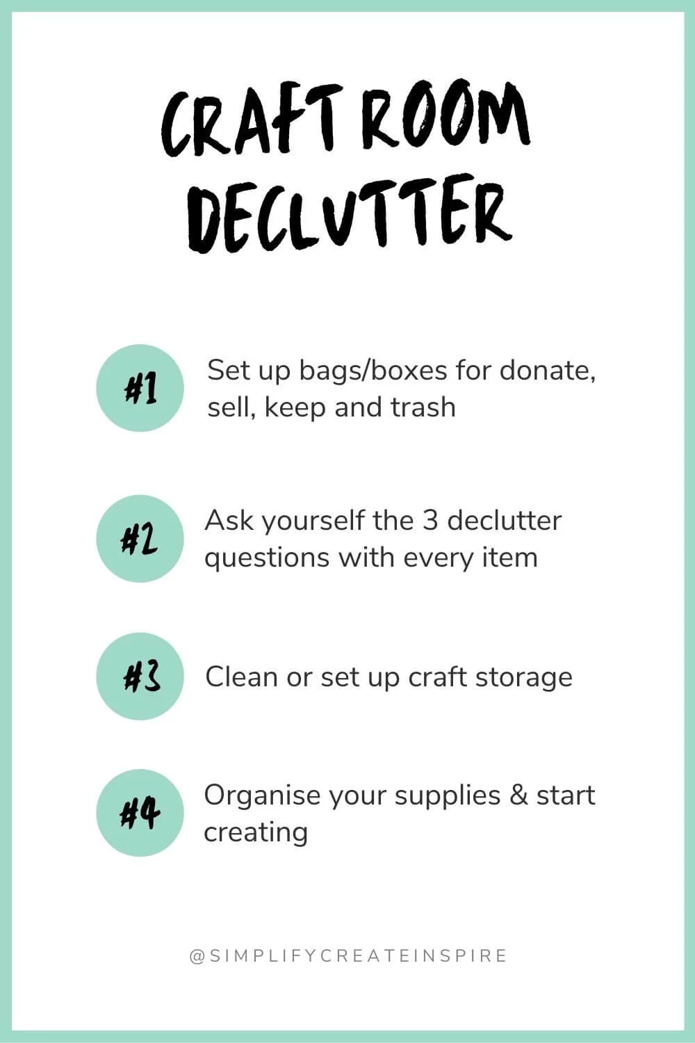 Craft room declutter checklist