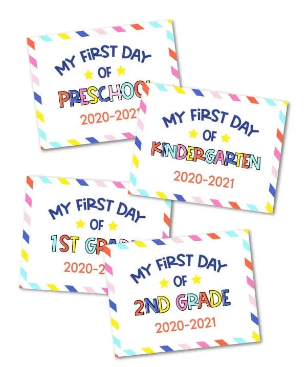 Free first day of school printables