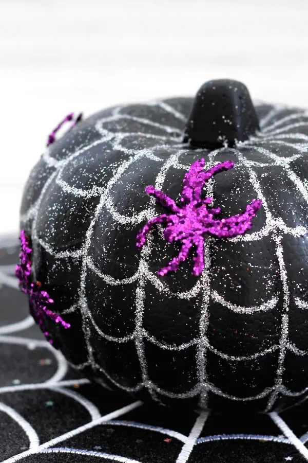 No carve spiderweb pumpkin