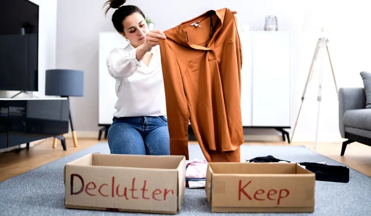 Woman decluttering her house