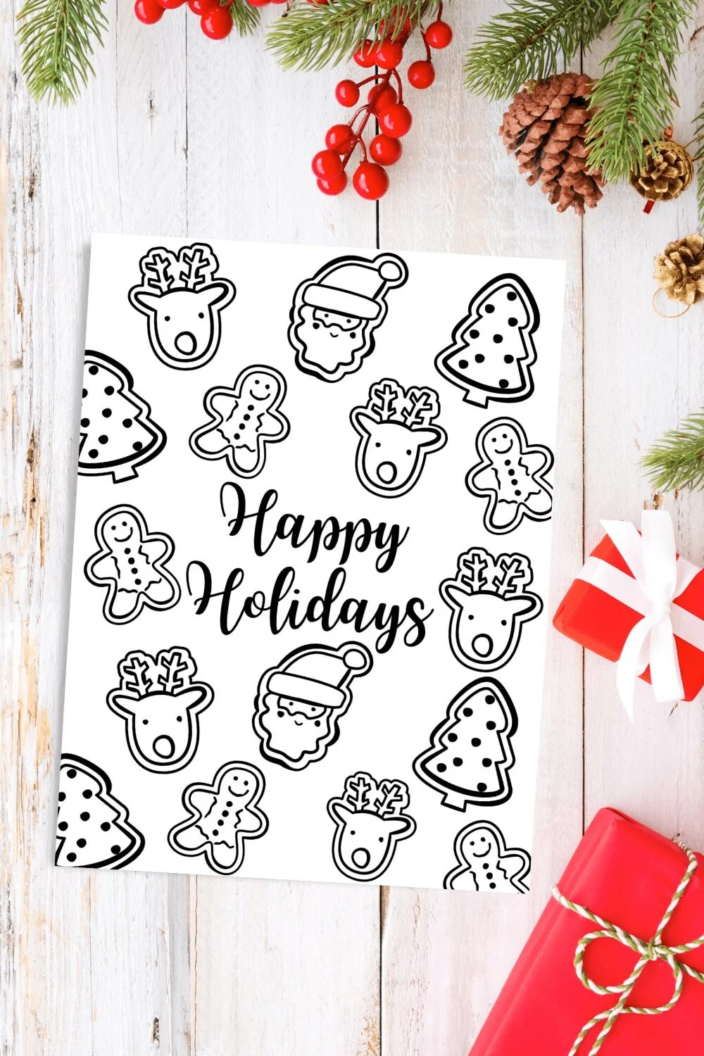 happy holidays colouring page
