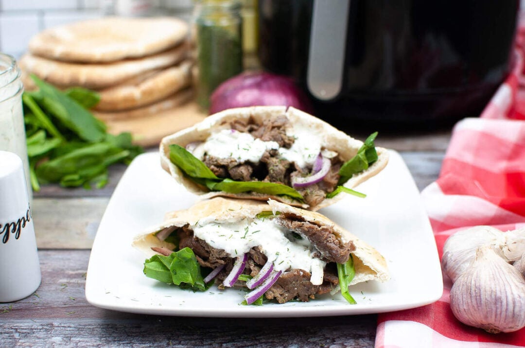 Air Fryer Steak Gyros Recipe With Homemade Tzatziki Sauce Simplify