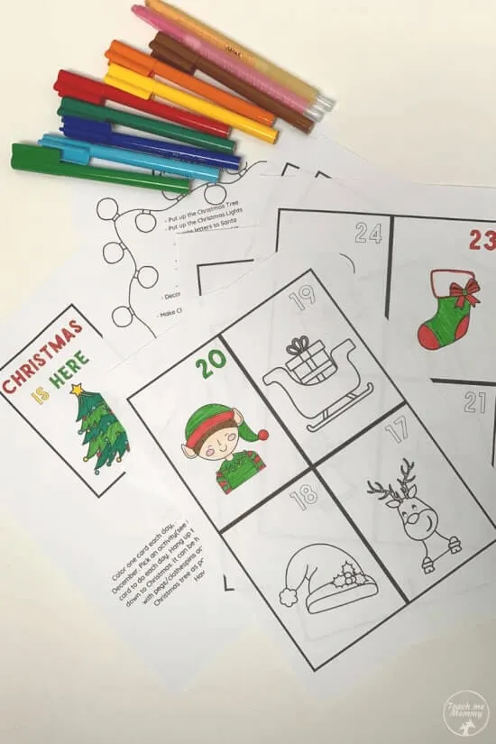Countdown to christmas colouring cards
