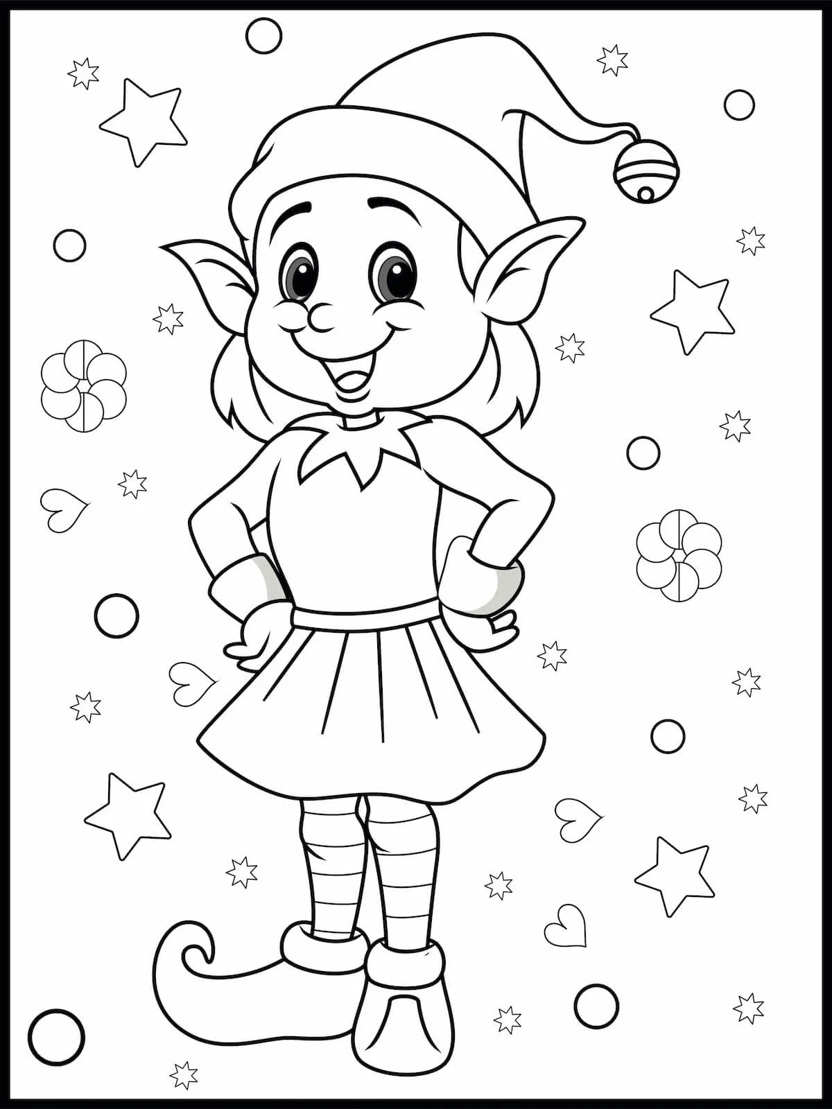 christmas elf colouring page