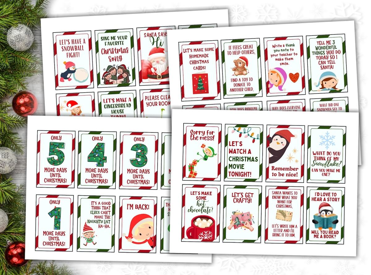 elf on the shelf activity cards printables.