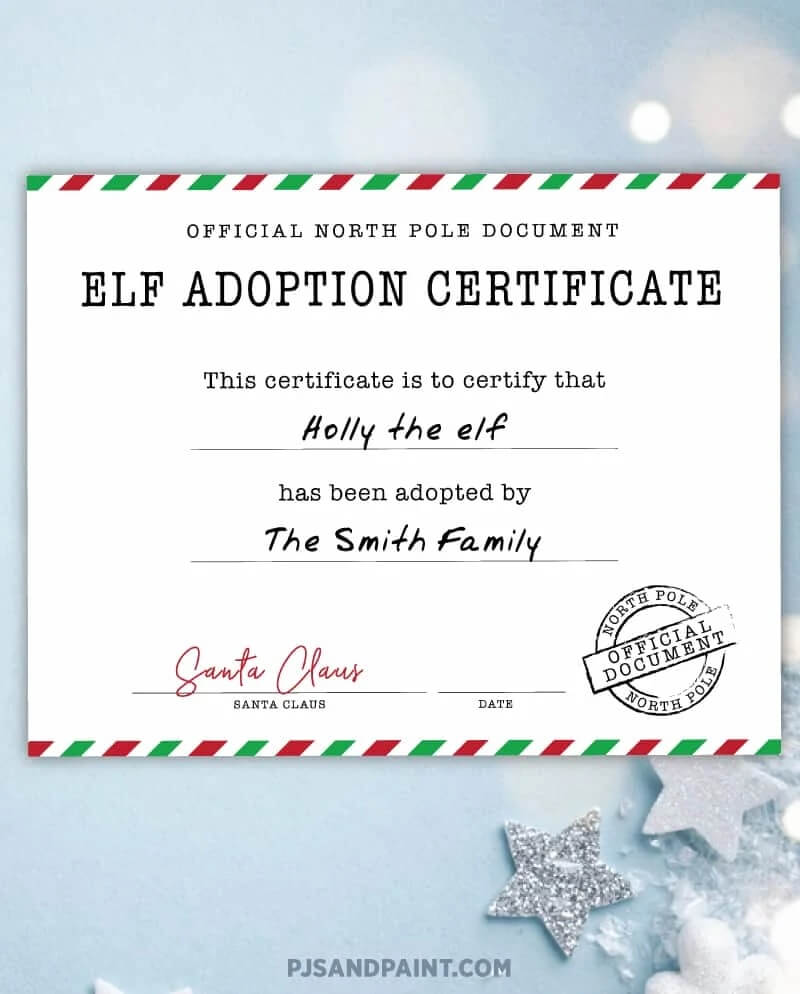 elf adoption certificate