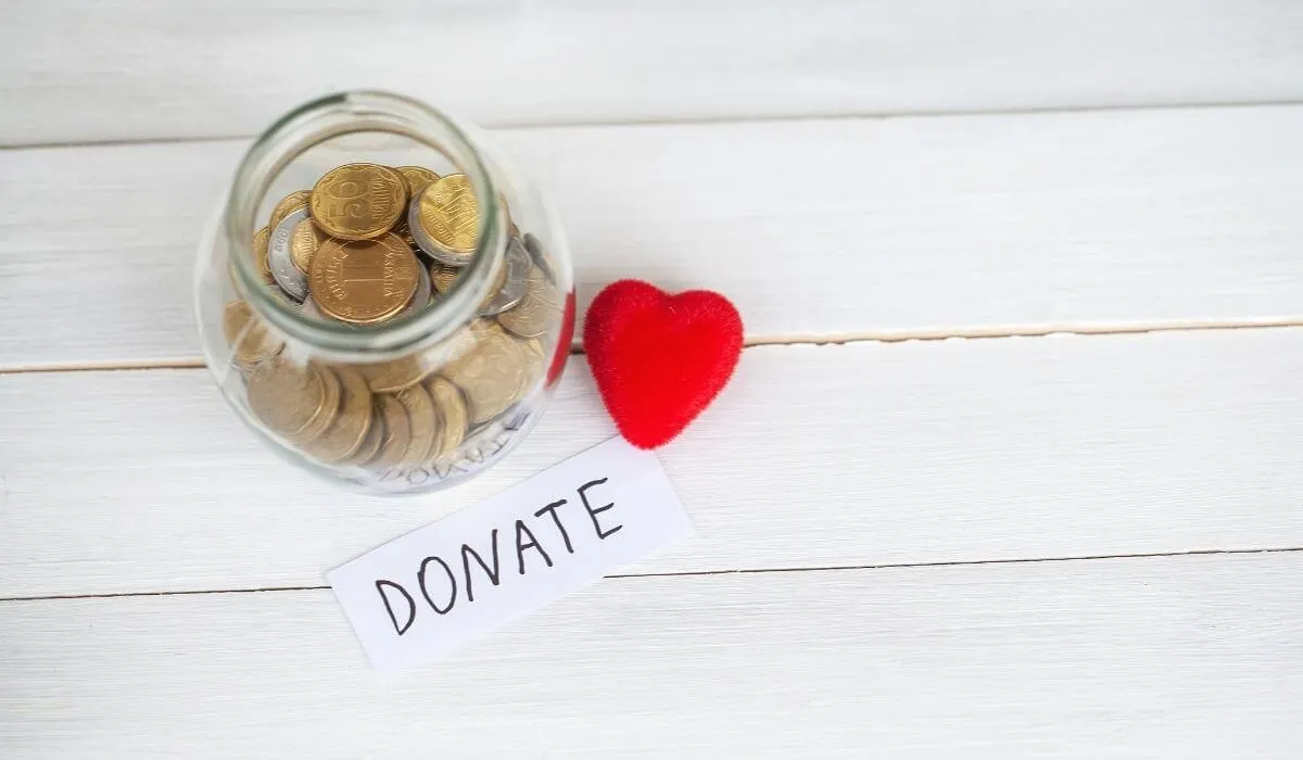 Donate jar with coins