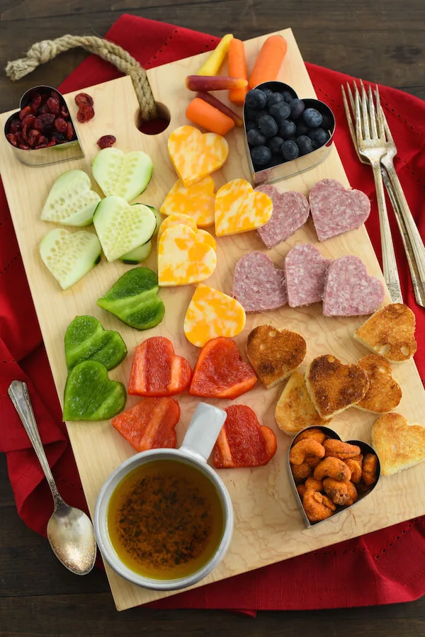 Heart shaped snack board