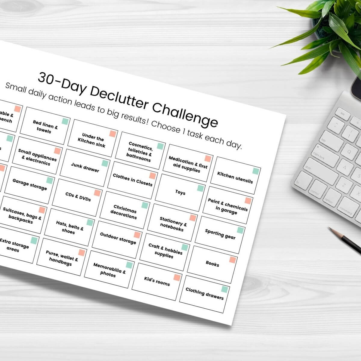 Printable 30 day declutter challenge