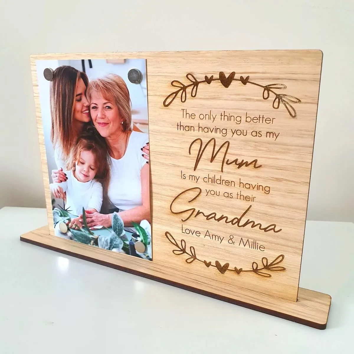 Grandmother photo frame gift with engraving