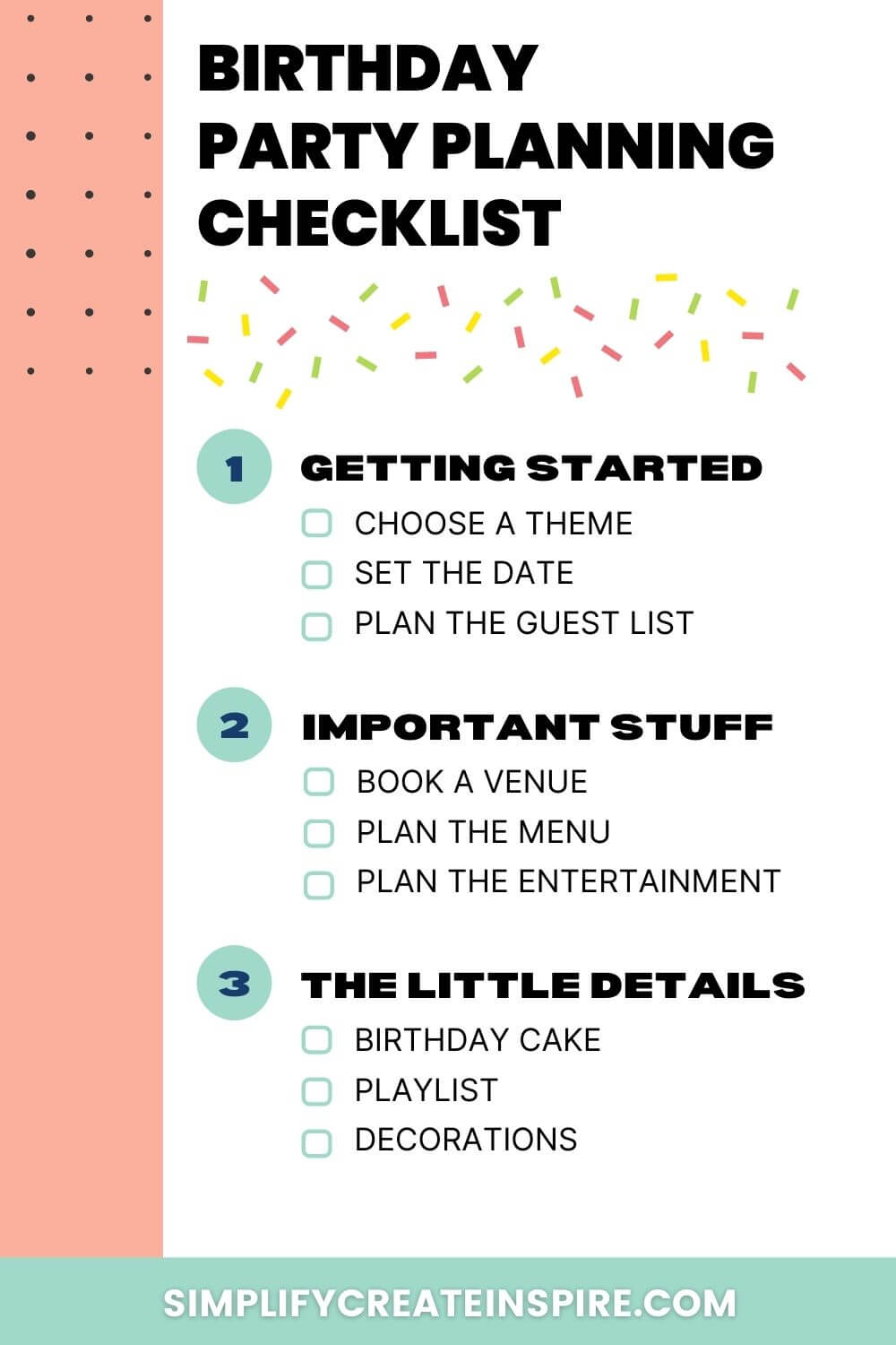 how to plan a birthday party checklist