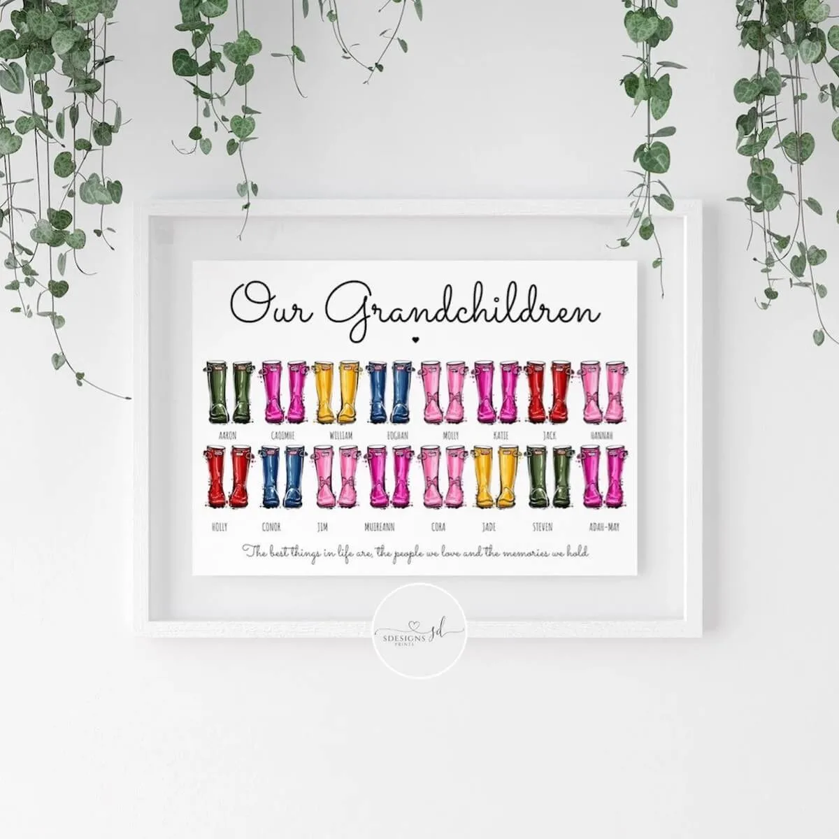 Gumboots wall art grandparent gift