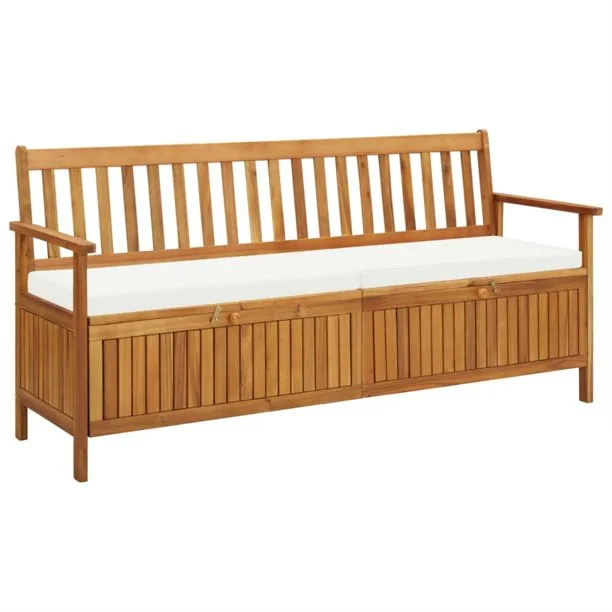 Wooden bench seat with storage