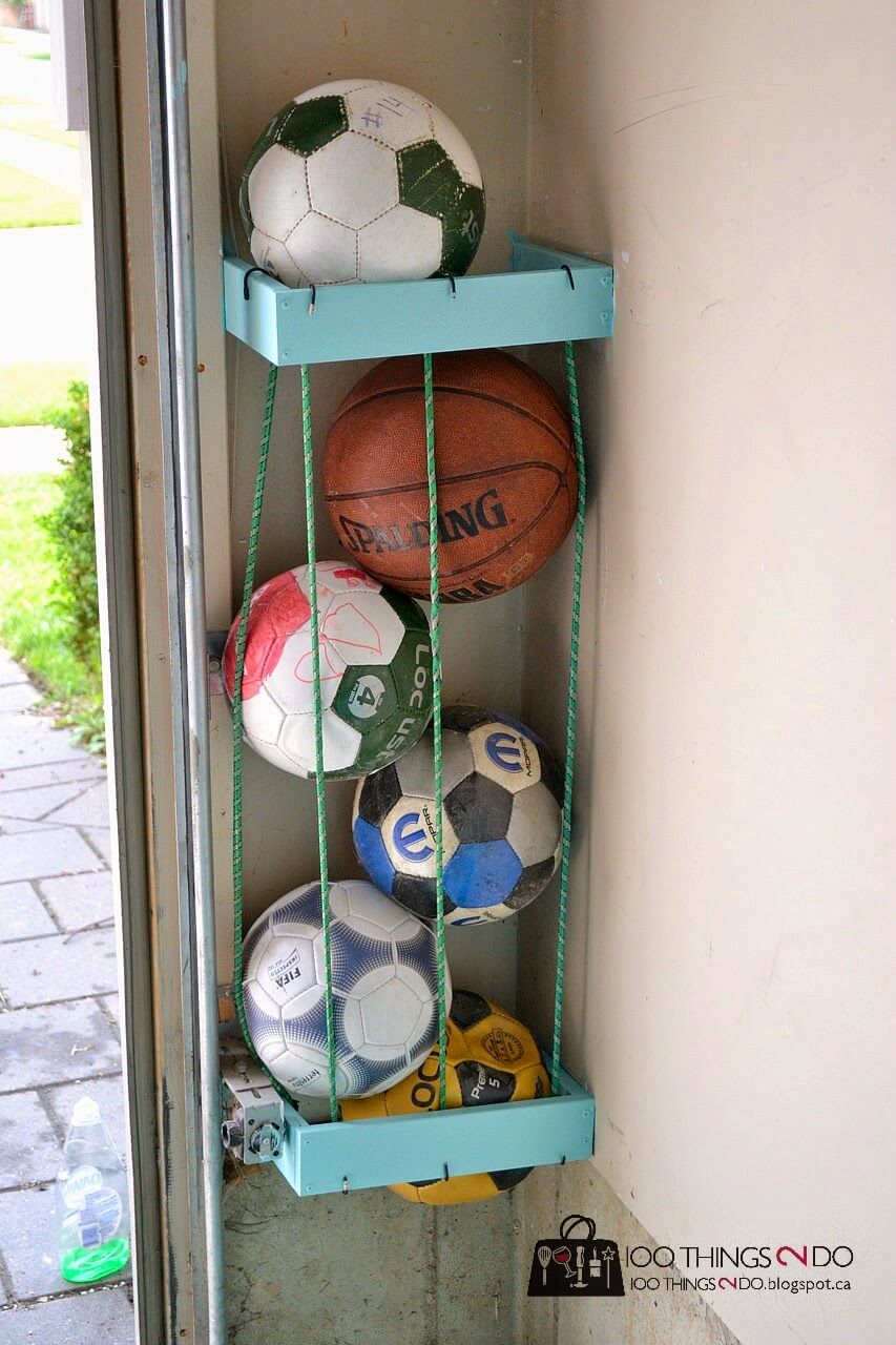 Diy sport ball storage in garage