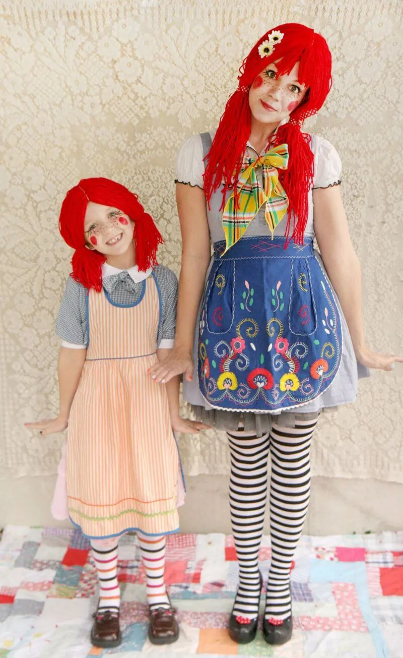 Mother and daughter ragdoll costume
