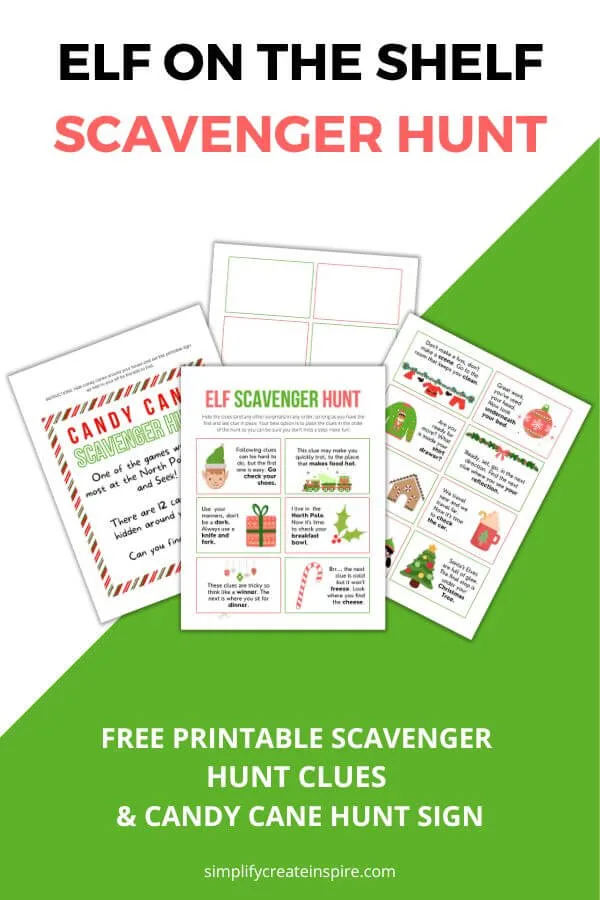 Free elf on the shelf scavenger hunt printables