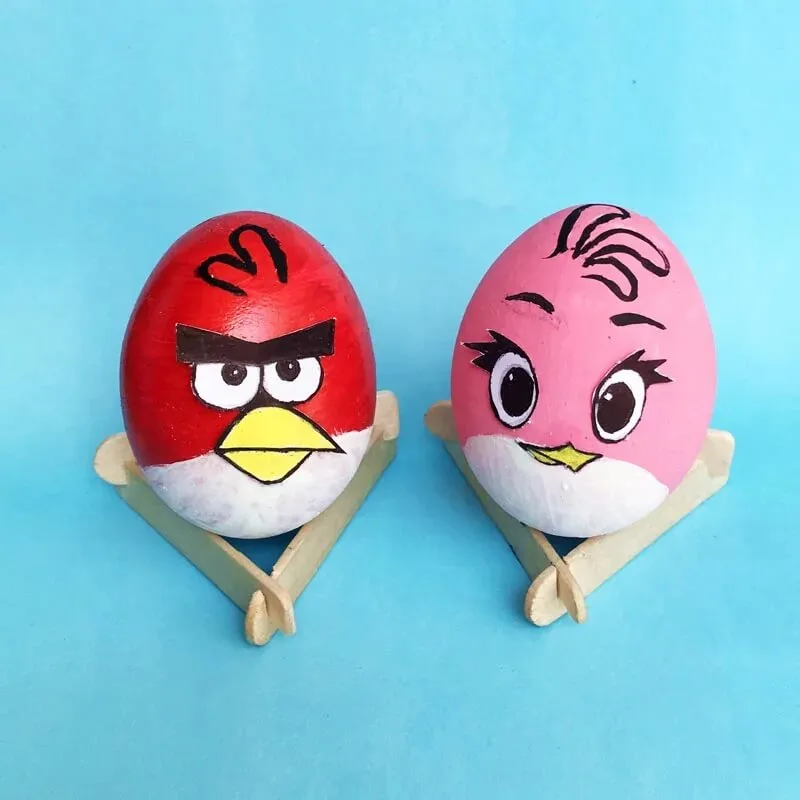 Eggs painted to look like angry birds