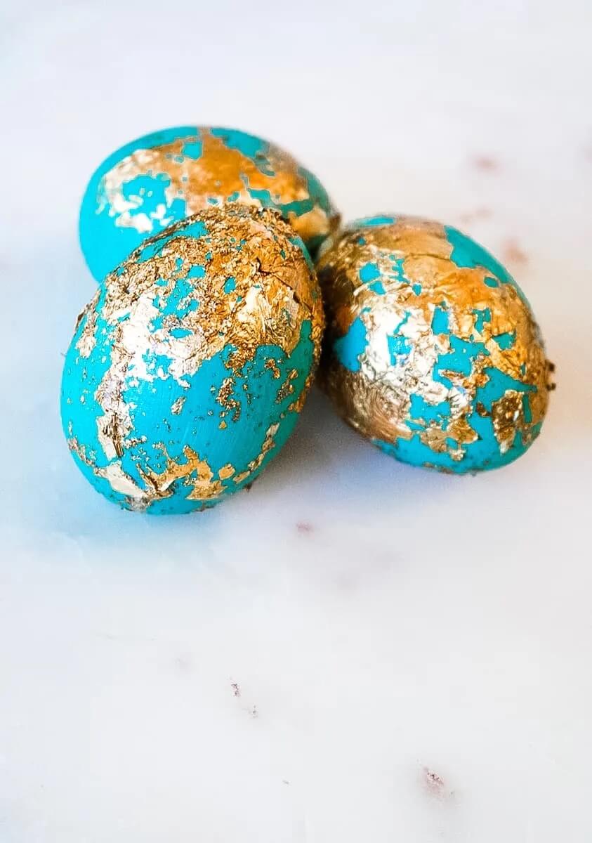 Blue and gold gilded easter eggs