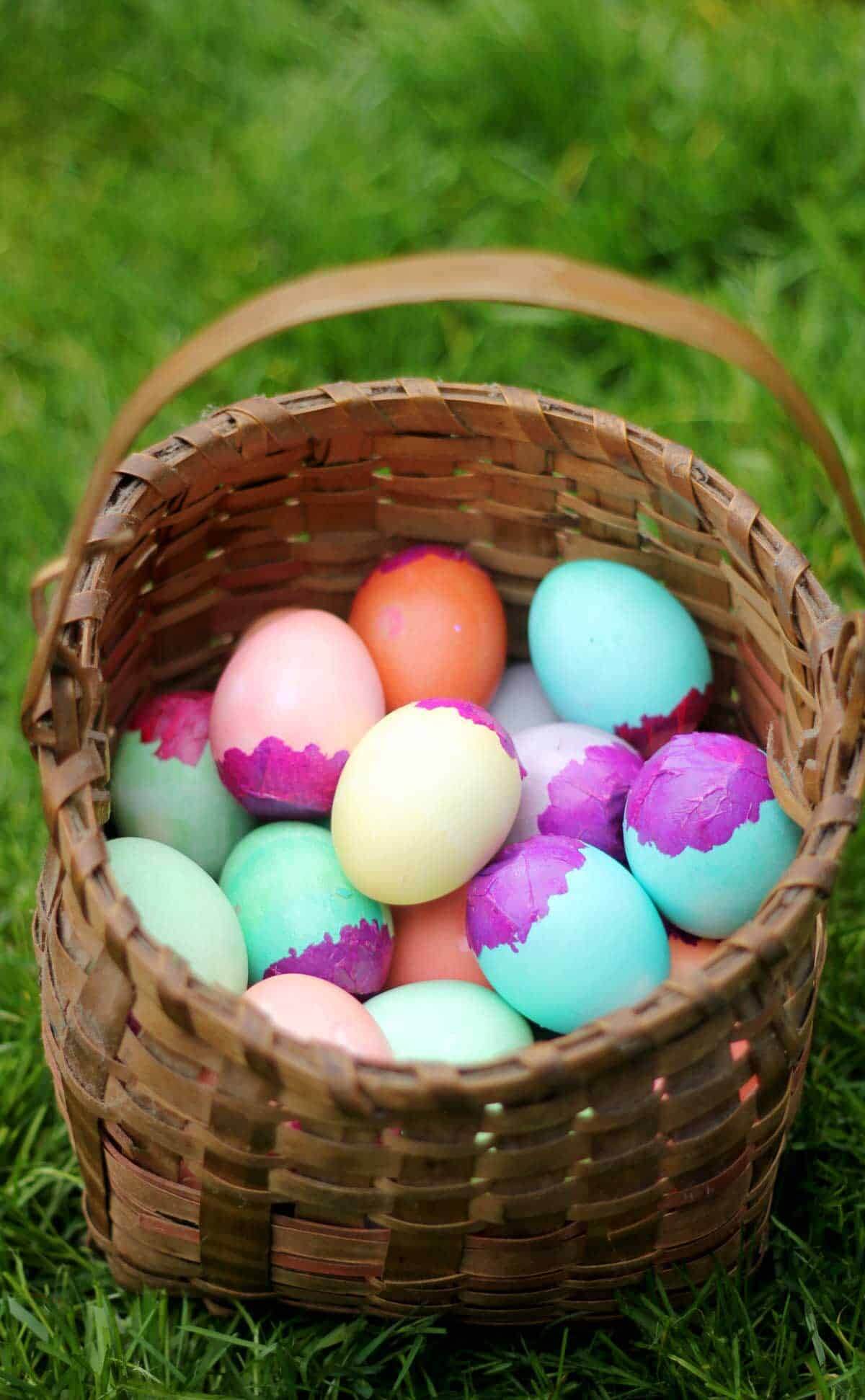 Cascarones confetti eggs in basket