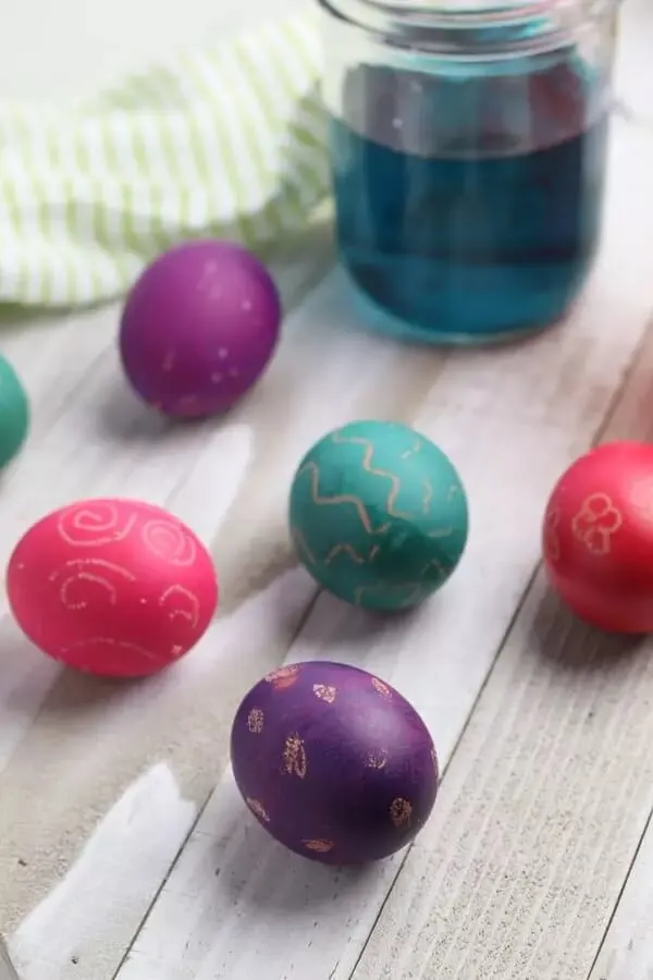 Wax resist dyed easter eggs with patterns