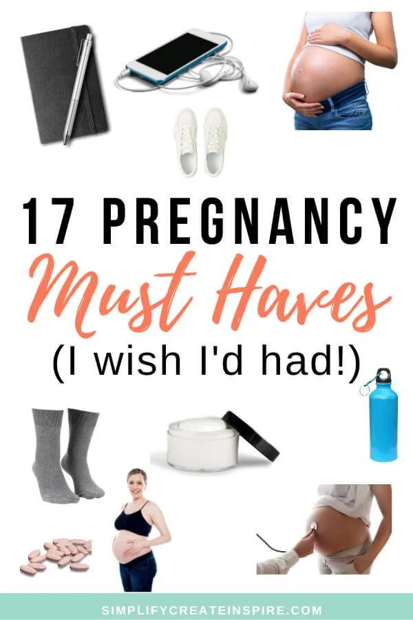 Pinterest image - text reads 17 pregnancy must haves i wish i'd had