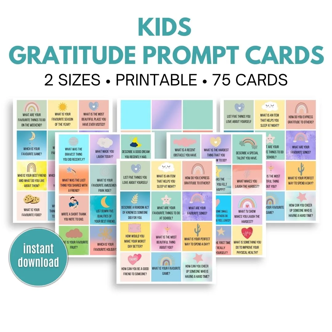 Gratitude prompts cards banner
