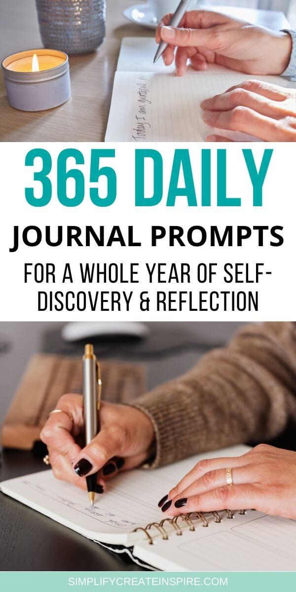 Pinterest image - 365 daily journal prompts