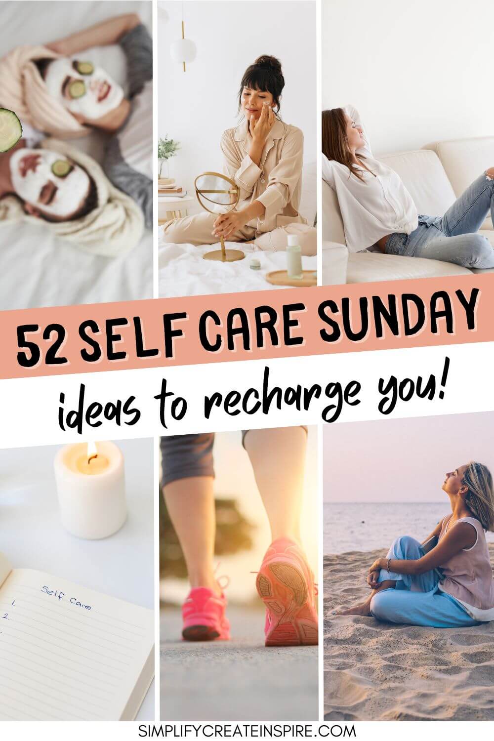 Pinterest image - sunday self care ideas to recharge you