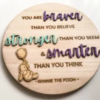 wooden winnie the pooh laser engraved and laser cut sign