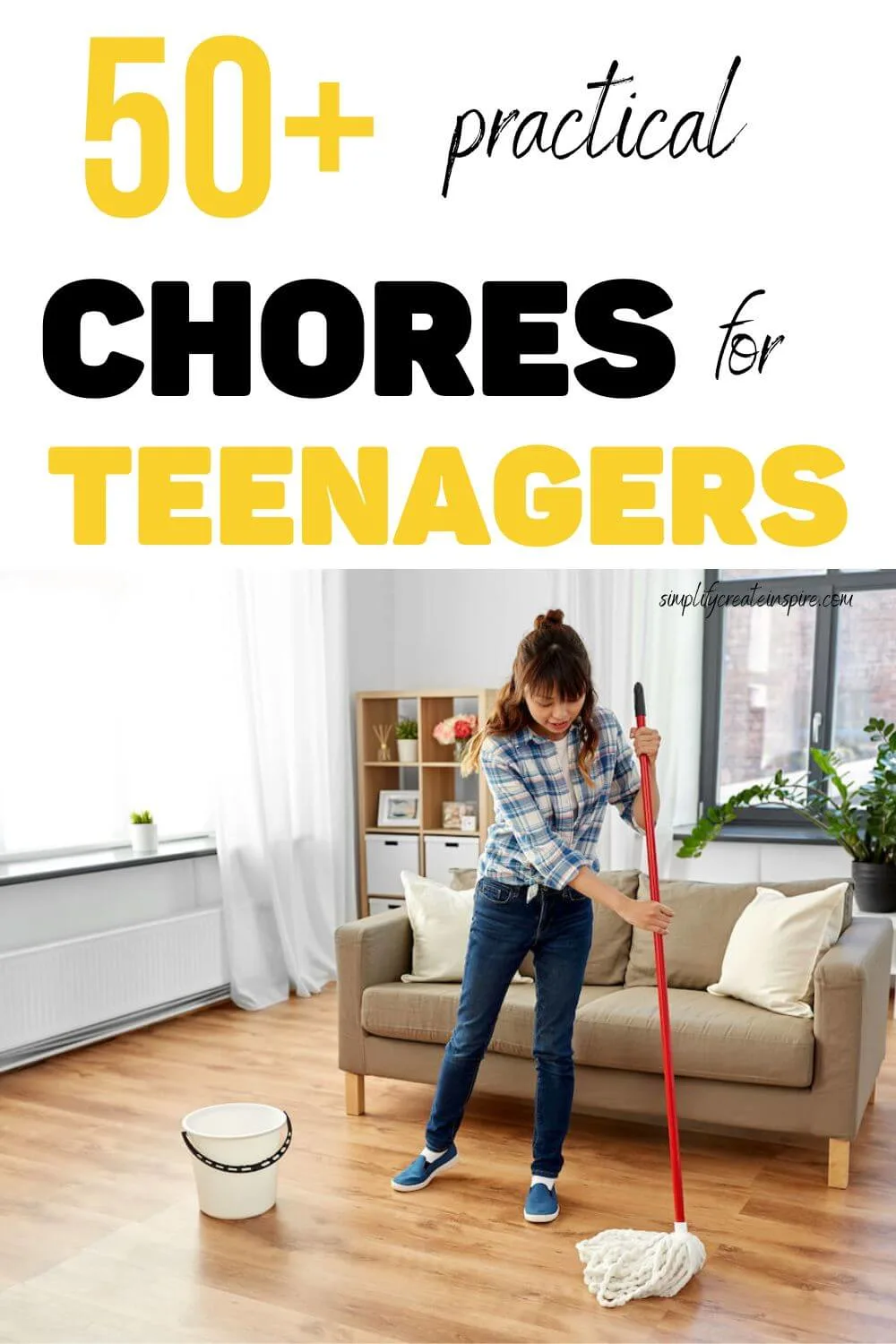 Pinterest image - 50+ practical chores for teenagers