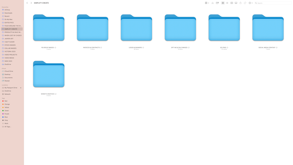 Screenshot of apple mac folder system