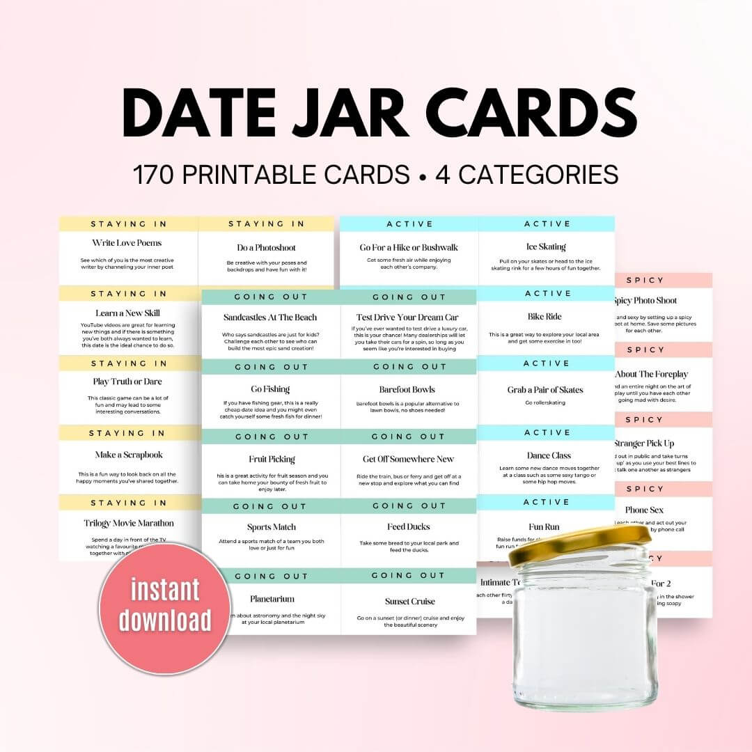 Printable date jar cards.