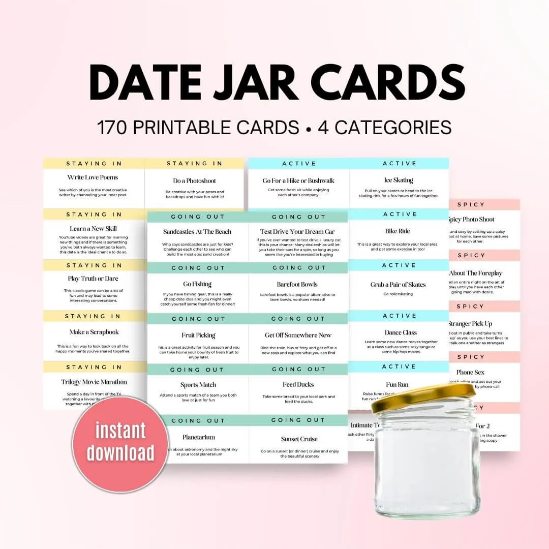 Printable date jar cards.