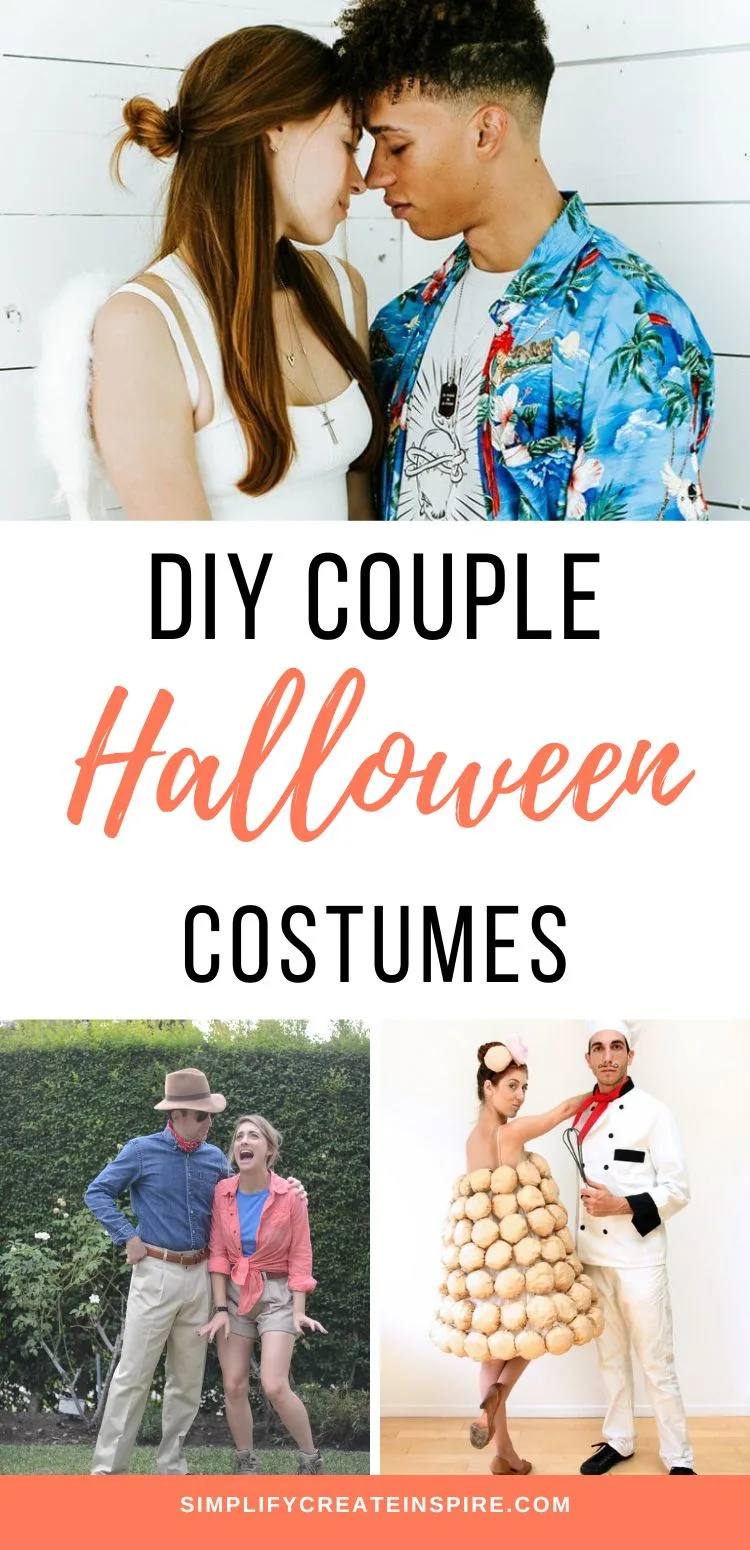 Diy halloween costumes for adults with a collage of couple costumes