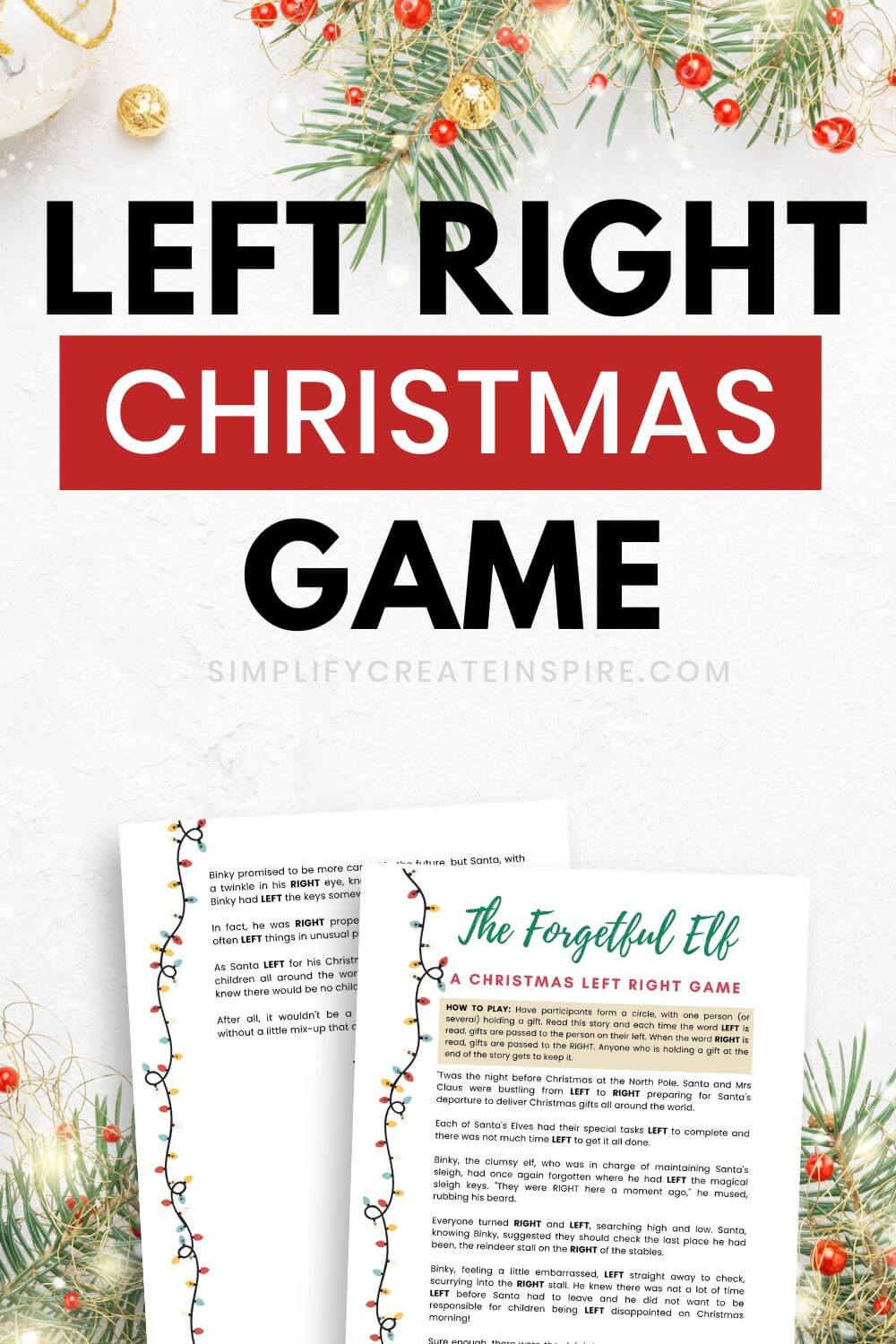 Christmas left right game.