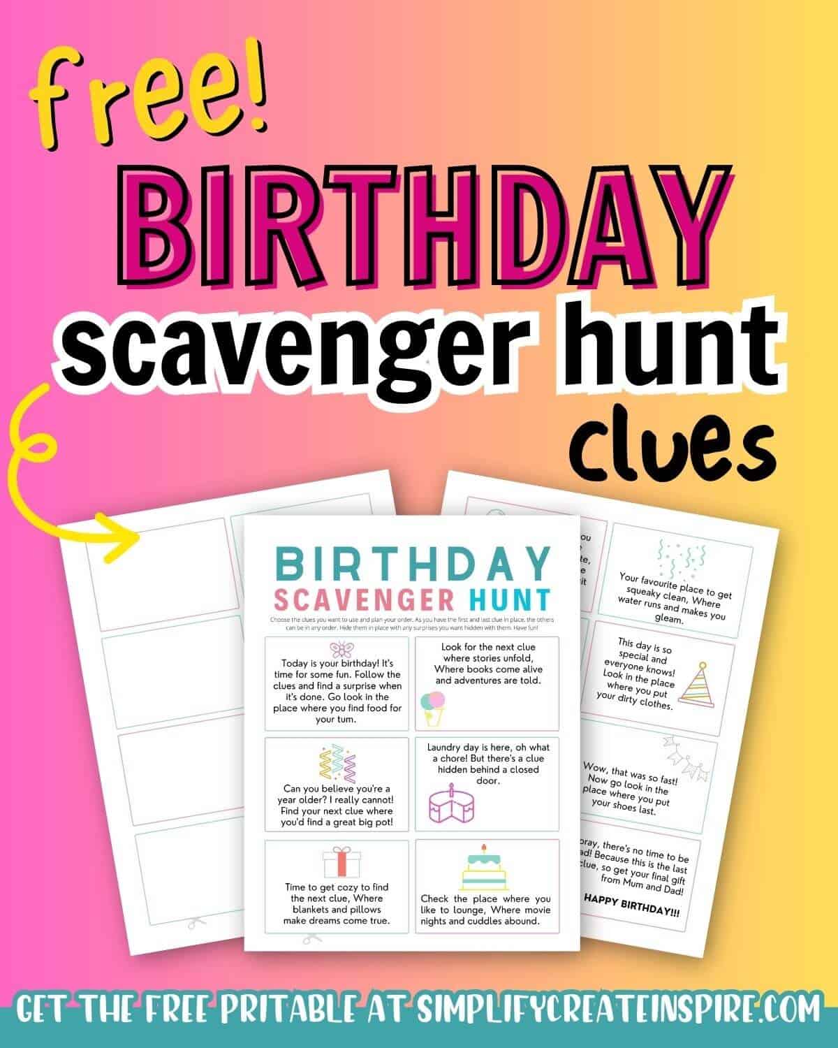 Printable Birthday Scavenger Hunt
