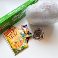 saran wrap ball game with extra prizes and cling wrap roll.