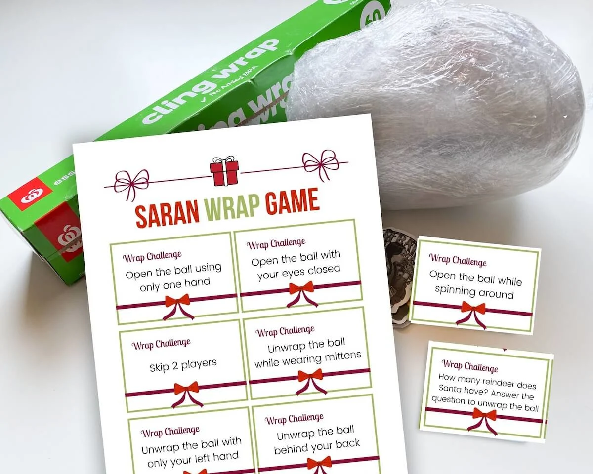 Saran wrap coal cards - saran wrap game challenge cards.