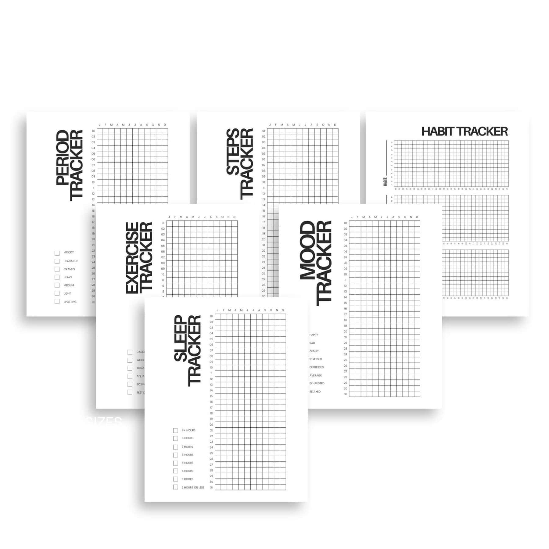100 Helpful Habits To Track + Free Printable Habit Tracker 5 printable habit tracker bundle.